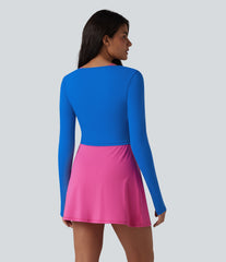 SoftlyZero™ Plush Long Sleeve Thumb Hole Tie Front Cropped Yoga Sports Top