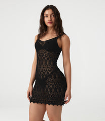Bodycon Open Knit Mini Sweater Dress