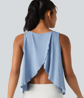 SoftlyZero™ QuickDry Crossover Flounce Hem Relaxed Yoga Tank Top