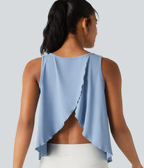 SoftlyZero™ QuickDry Crossover Flounce Hem Relaxed Yoga Tank Top