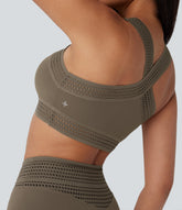 Light Support Crossover Cut Out Yoga Sports Bra A-D Cups