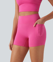 SoftlyZero™ Plush High-waisted Twisted-Back Yoga Biker Shorts 5'' with Pockets