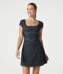 Halara UltraSculpt™ Check Plaid Print Square Neck Corset 2-in-1 Built-in Bra Mini Casual Dress with Pockets-Easy Peezy