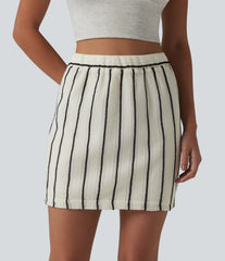High Waisted Crochet Knit Stripes Casual Bodycon Skirt