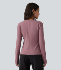 V Neck Long Sleeve Casual Top