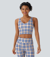 V Neck Plaid InstantCool Cropped Yoga Tank Top
