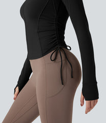 SoftlyZero™ Plush Long Sleeve Thumb Hole Drawstring Yoga Jacket