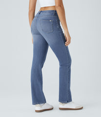 Halara Flex™ High Waisted Pockets Washed Casual Bootcut Jeans