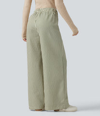High Waisted Stripes Baggy Lounge Pants with Pockets