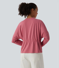 SoftlyZero™ Round Neck Long Sleeve Drawstring Casual Top-UPF50+