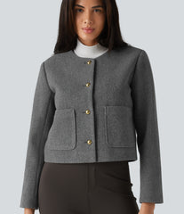 Round Neck Button Fly Work Jacket with Pockets