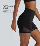 Halara UltraSculpt™ High Waisted Tummy Control Pocket Contrast Mesh Shaping Workout Biker Shorts 5''