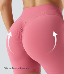 SoftlyZero™ Plush High Waisted Crossover Ruched Yoga Shorts 5''