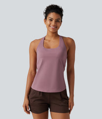 U Neck Built-in Bra Cool Touch Quick Dry Yoga Tank Top-UPF50+