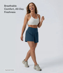 Softlyzero™ Airy High Waisted Tummy Control 2-in-1 InstantCool Yoga Shorts 5'' with Pockets