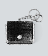 Rhinestone-Studded Metal Chain Small Bag Earphone Case