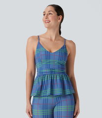 Ruffle Hem Plaid InstantCool Yoga Cami Top