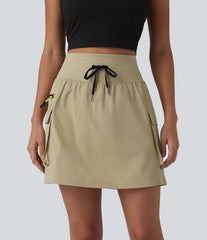 High Waisted Drawstring 2-in-1 Mini Hiking Skirt with Pockets