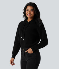 Hooded Drawstring Long Sleeve Casual Sweater