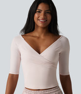 Crossover V-neck Half Sleeve Ultra-slim Fit InstantCool Casual Top-UPF50+
