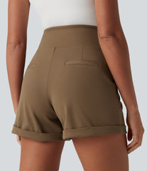 DayStretch High Waisted Tummy Control Work Shorts 4'' with Pockets