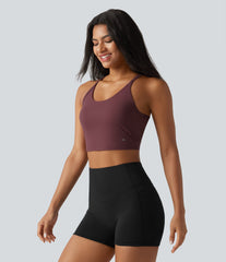 SoftlyZero™ Plush Cut-Out Twisted Back U-Neck Built-in Bra Yoga Tank Top