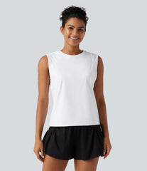 SoftlyZero™ Airy Round Neck Contrast Breathable Mesh InstantCool Running Tank Top-UPF50+