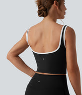 U-Neck Color Block Cropped Workout Tank Top