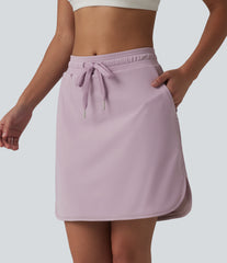 SoftlyZero™ Airy Mid Rise Drawstring Curved Hem 2-in-1 InstantCool Workout Skirt with Pockets