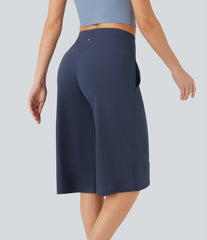 SoftlyZero™ Airy Crossover High Waisted Wide Leg InstantCool Yoga Pedal Pusher Pants with Pockets