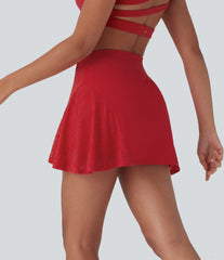 SoftlyZero™ Airy Crossover High Waisted Contrast Lace 2-in-1 InstantCool Mini Yoga Skirt with Pocket-UPF50+