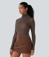 High Neck Long Sleeve Casual Wool-Blend Top