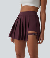 Breezeful™ High Waisted Pleated 2-in-1 Pocket Adjustable Buckle Mini Quick Dry Party Skirt