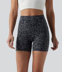 Halara UltraSculpt™ Leopard Print High Waisted Tummy Control Training Biker Shorts 5'' with Pockets