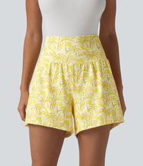 High Waisted 2-in-1 Hawaii Shorts 5'' with Pockets
