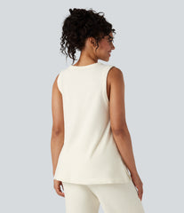 Deep V-neck Sleeveless Split Hem Lounge Top