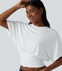 Round Neck Batwing Sleeve Casual Top