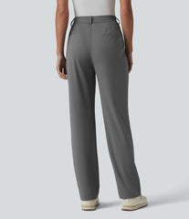High Waisted Straight Leg Quick Dry Golf Pants with Pockets-UPF40+