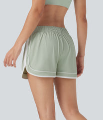 Low Rise Color Block Curved Hem 2-in-1 InstantCool Quick Dry Running Shorts with Pocket