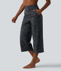 Halara UltraSculpt™ Leopard Print High Waisted Tummy Control Straight Leg Cropped Yoga Pants with Pockets