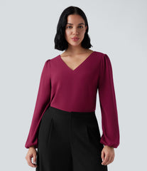 V Neck Long Sleeve Work Top