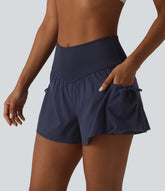 High Waisted 2-in-1 Workout Baggy Shorts with Pockets