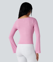 Ribbed Cowl Neck Long Sleeve Dance Sports Top