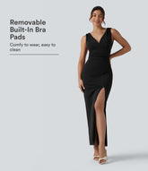 V Neck Built-in Bra Bodycon Maxi Dress
