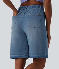 Halara Flex™ High Waisted Denim Casual Bermuda Shorts with Pockets