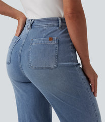 Halara Flex™ High Waisted Draped Lyocell Casual Bootcut Jeans with Pockets
