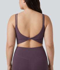 Plus Size Halara UltraSculpt™ Built-in Bra Double Straps Twisted Backless Cropped Yoga Tank Top