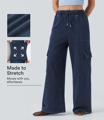 Halara Flex™ Mid Rise Drawstring Straight Leg Casual French Terry Cargo Sweatpants Jeans with Pockets