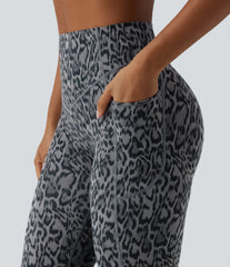 Halara UltraSculpt™ Leopard Print High Waisted Scrunch Butt Lifting Tummy Control Yoga Bootcut Leggings with Pockets