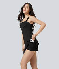 SoftlyZero™ Plush 2-in-1 Pocket Flare Mini Active Dress-Easy Peezy Edition